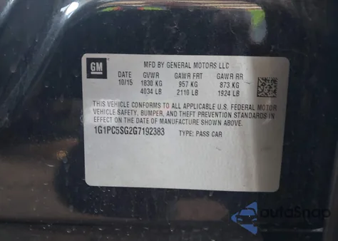 2016 Chevrolet Cruze Limited Ls Auto из США, поврежденный, VIN 1G1PC5SG2G7192383